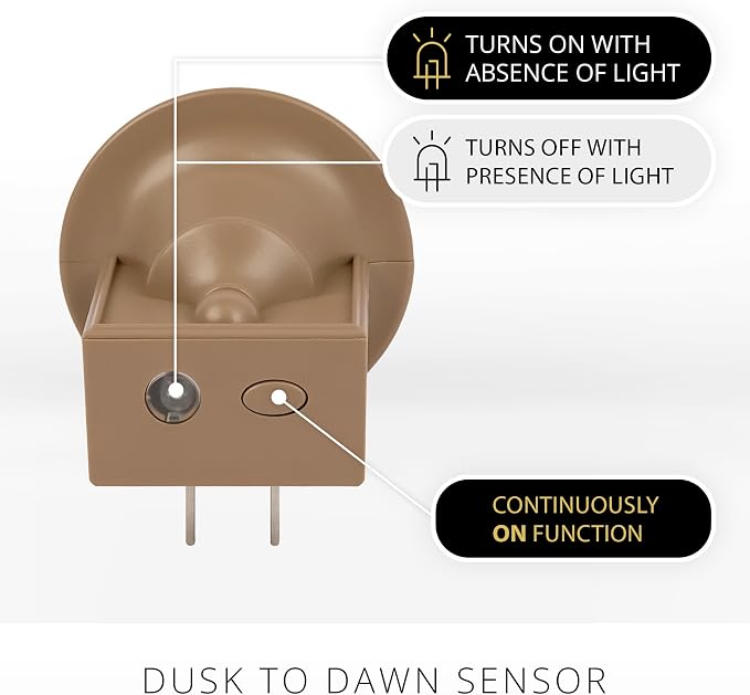 Luminara Flameless Candle Nightlight w/Dusk to Dawn Light Dark Auto Sensor, Timeless Taupe Wall Plug Indoor Night LED Light w/Real-Flame Effect Technology, Bathroom Bedroom Hallway, No Remote Needed