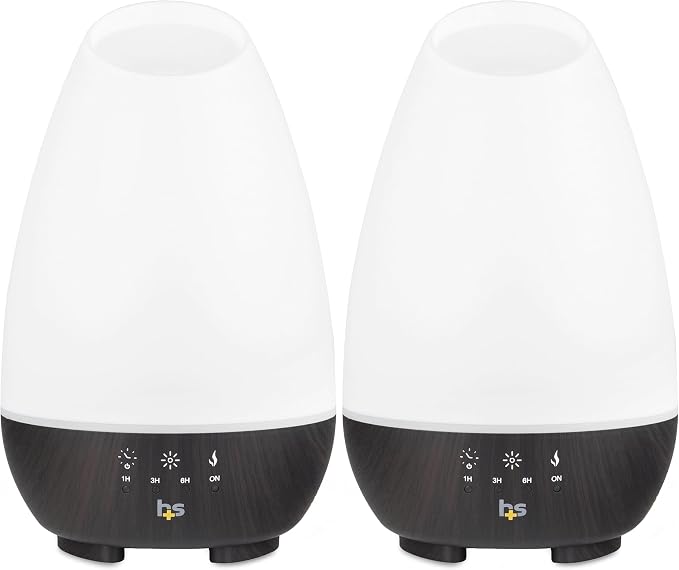 HealthSmart Essential Oil Diffuser, 500ML, Large Room Coverage | Adjustable Timer | Multiple Mist Modes | 7 LED Colors | Pack of 2