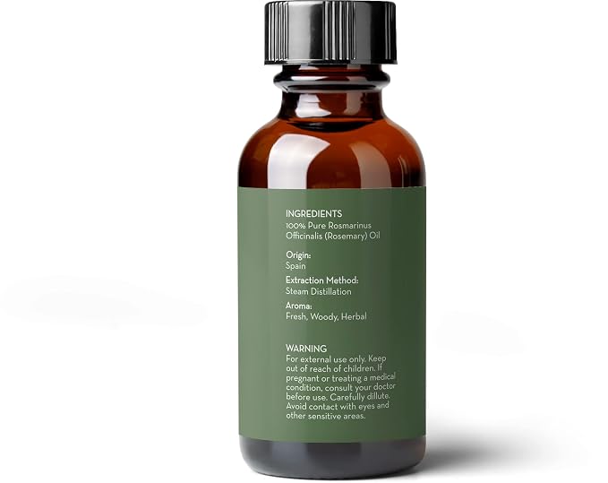 Pure Body Naturals - 100% Pure Rosemary Essential Oil, Steam-Distilled for Aromatherapy, Scalp Massage & DIY Blends, 1 Fl Oz