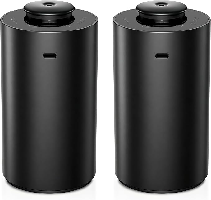 Waterless Essential Oil Diffuser for Home Aromatherapy Scent Diffusers with 3 Countdown Timer Settings or Timer-Off, 3 Mist Levels for Car Room Studio Office, ANX Premium Metal Black 2 Pack