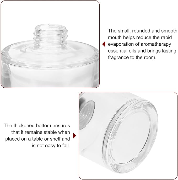 HARFINGTON 150ml/5oz Empty Glass Diffuser Bottle 3.1" x 3.1" Refillable Fragrance Accessories Aromatherapy Jar Container for Replacement Reed Diffuser DIY Home Bathroom Transparent