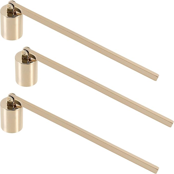 3 PCS 6.3 Inch Candle Snuffer Accessory, Stainless Steel Golden Candle Extinguisher with Long Handle and Straight Tube, Candlesnuffers Extinguish Candle Wicks for Tea Light Candles