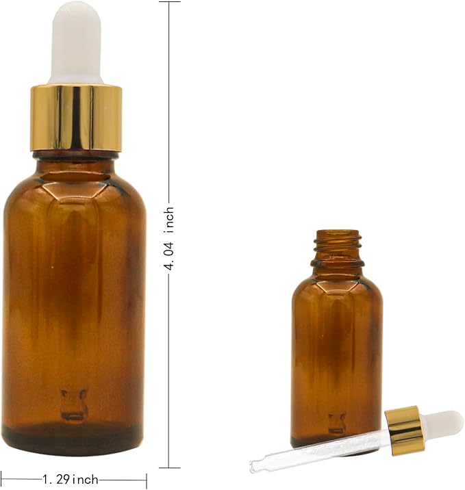 Set of 12, 1 oz Amber Dropper Bottles for Essential Oils, Perfumes with 2 Funnels & 12 Labels -30ml Amber Glass with Eye Droppers - Tincture Bottles, Leak Proof Travel for Liquids