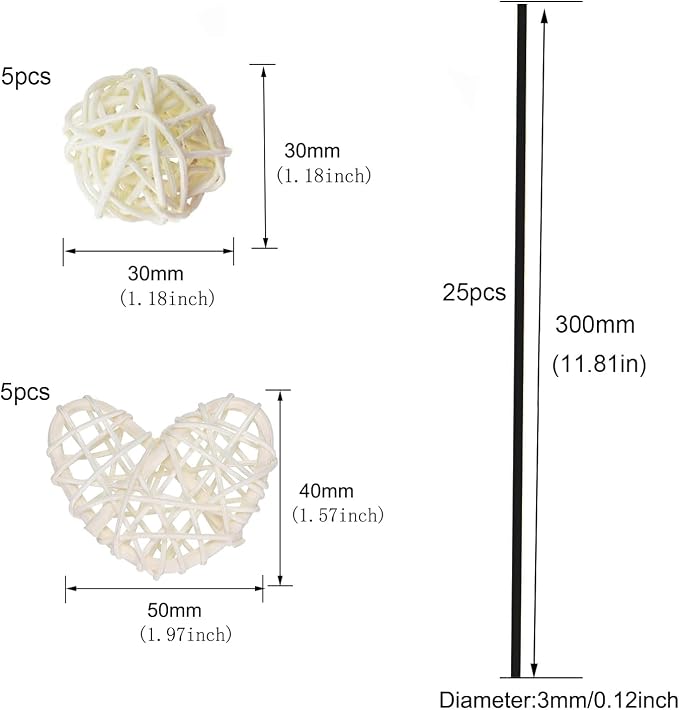 Reed Diffuser Sets, Natural Rattan Reed Fragrance Diffuser with Flower Replacement Refill Rattan Sticks for Home Decor Hotel Aromatherapy Spa - Set E