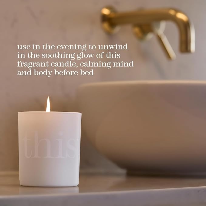 This Works Deep Sleep Heavenly Candle, 220 g - Luxury Candle Enriched with Essential Oils of Lavender, Camomile and Vetivert - Hand Poured Scented Candle with a 40hr Burn Time for a Calming Experience