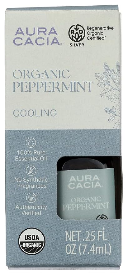 Aura Cacia, Organic Peppermint Essential Oil, 0.25 Fl Oz