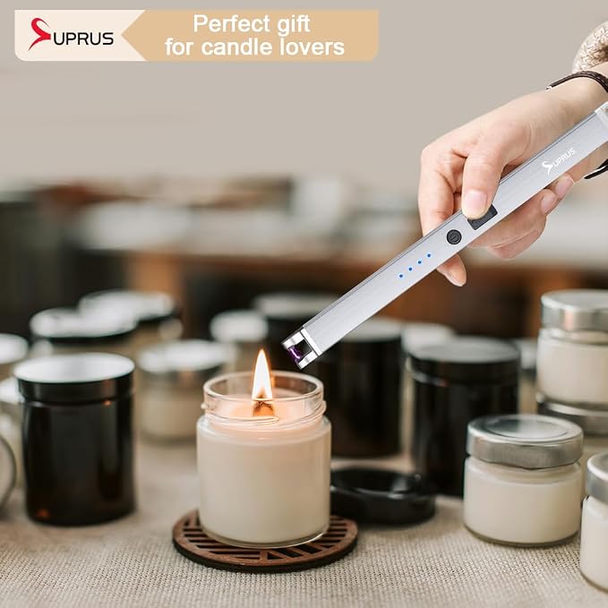 SUPRUS Electric Arc Lighter Windproof Flameless Rechargeable USB Lighter with Safety Lock for Home Kitchen BBQ Candle