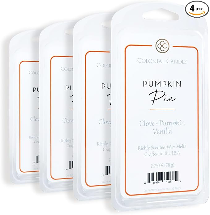 Colonial Candle Pumpkin Pie Wax Melts, Wax Melt Warmer Cubes, Long Lasting Scented Wax Warmer Cubes, 4 Pack, 6 Cubes Each - Made in The USA