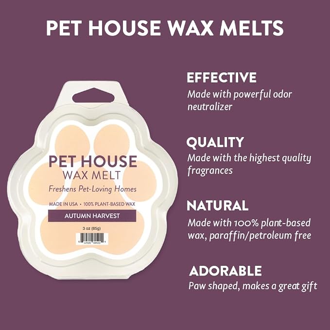 One Fur All Pet House Scented Wax Melts for Warmer - Long-Lasting Pet Friendly Plant Based Soy Wax Melts - Autumn Harvest Pack of 2