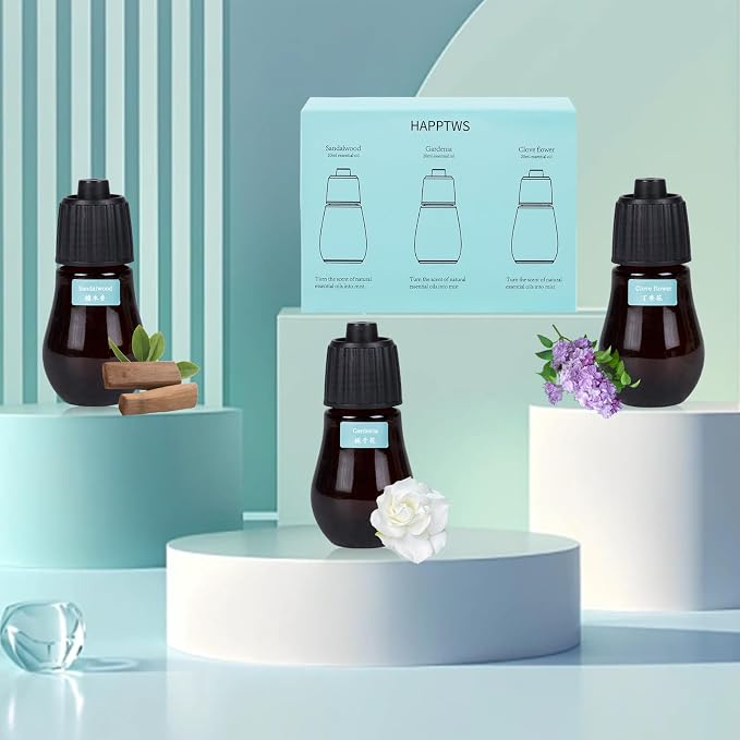 Aromatherapy Essential Oil Set - 3-Piece Essential Oil Set in Three Flavors: Sandalwood, Gardenia, Clove Flower