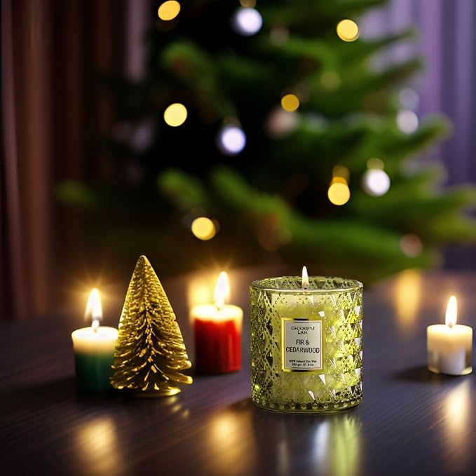 Fir & Cedarwood Scented Holiday Candle Christmas Gift, Festival Gifts, Cozy Winter Forest, Luxury Soy Jar Candles, 55 Hour Long Lasting, Highly Scented, Home Decor, Clean Burning, 8.1oz