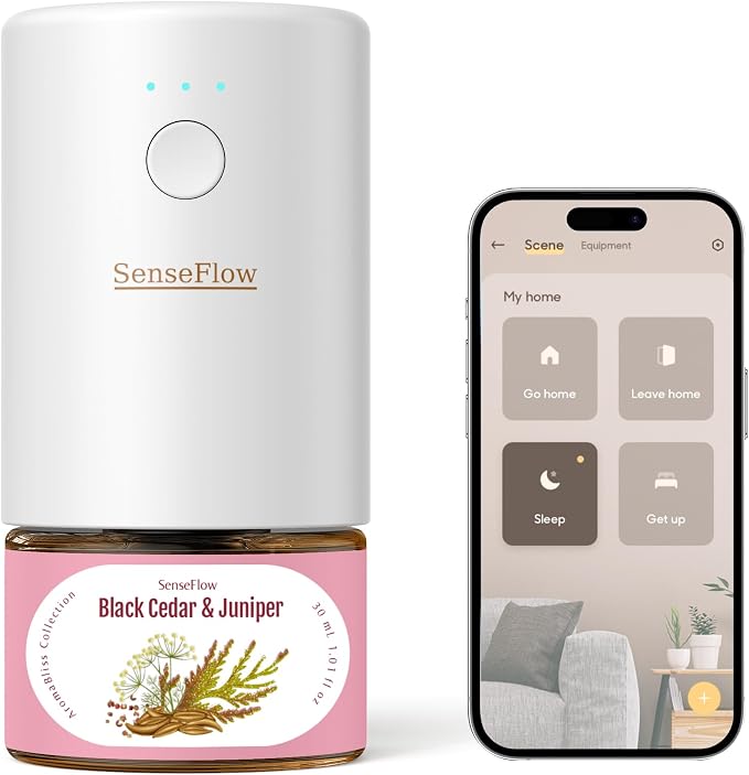 Essential Oil Refill 1.02oz/30ml - Free SF101 Waterless Aromatherapy Diffuser, Covers 1000 Sq Ft, 120-Day Natural Scent,Black Cedar & Juniper