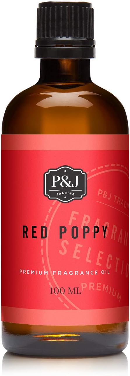 P&J Fragrance Oil - Red Poppy Oil 100ml - Candle Scents, Soap Making, Diffuser Oil, Fresh Scents