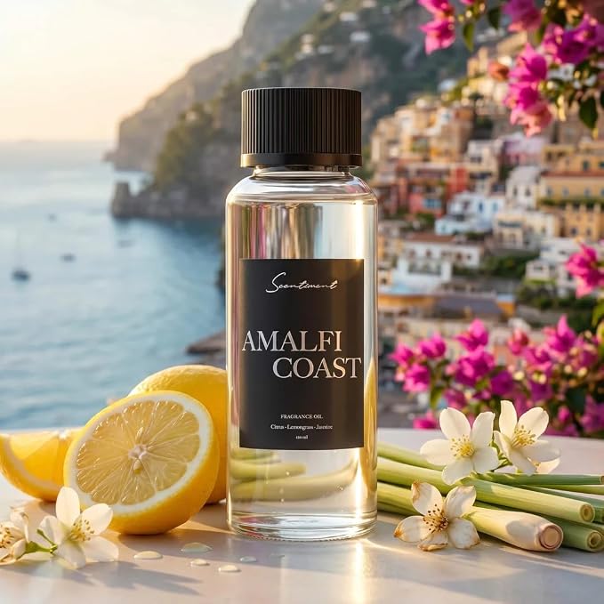 Scentiment Amalfi Coast Diffuser Oil - Premium Hotel Scent with Notes of Citrus, Lemongrass & Jasmine Home Scent, Hotel Fragrance Oil Diffuser Refill - 4.06 fl oz (120 mL)