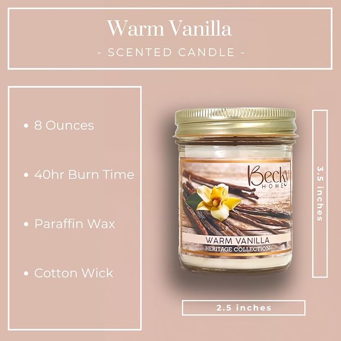 8oz Vanilla Scented Candle, Fall Candles, Vanilla Candle Scent, Aromatherapy Candles, Gifts for Women, Men, Families Friend, Colleague, Birthday, Holiday, Scented Candle for Home Decor