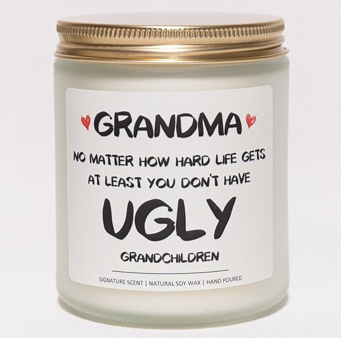 Lavender & Eucalyptus Soy Wax Candle, 7OZ - Mothers Day Gifts, Grandma Birthday Gifts from Grandchild, Granddaughter, Grandson, First Time Grandmother Gift, at Least You Don't Have Ugly Children