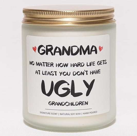 Lavender & Eucalyptus Soy Wax Candle, 7OZ - Mothers Day Gifts, Grandma Birthday Gifts from Grandchild, Granddaughter, Grandson, First Time Grandmother Gift, at Least You Don't Have Ugly Children