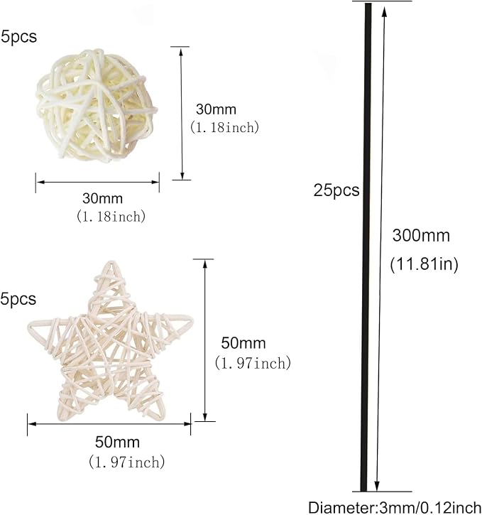 Reed Diffuser Sets, Natural Rattan Reed Fragrance Diffuser with Flower Replacement Refill Rattan Sticks for Home Decor Hotel Aromatherapy Spa - Set D