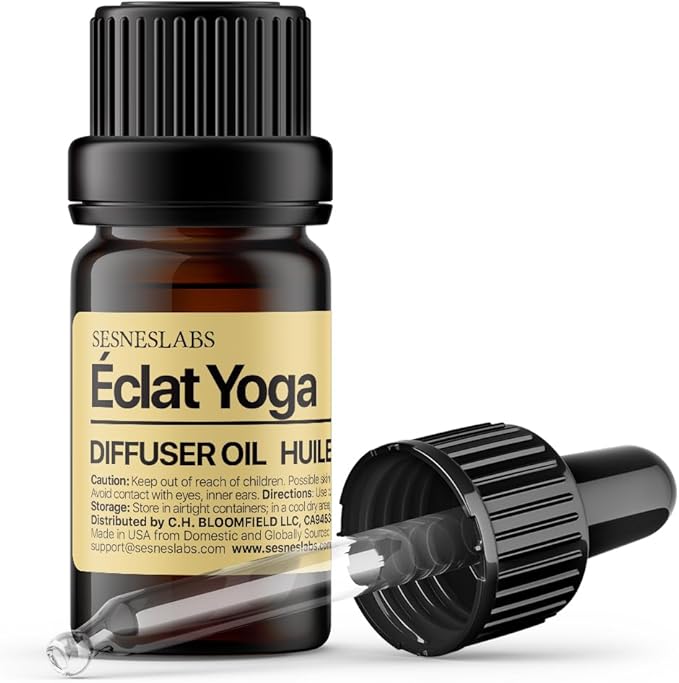 sesneslabs Éclat Yoga Diffuser Oil, Cosmopolitan Yoga Selection,Italian Lemon/Bergamot, Pear, Basil, Ginger Flower, Musk Essential Oils Blend for Ultrasonic Diffuser (.33 oz/10 ml)