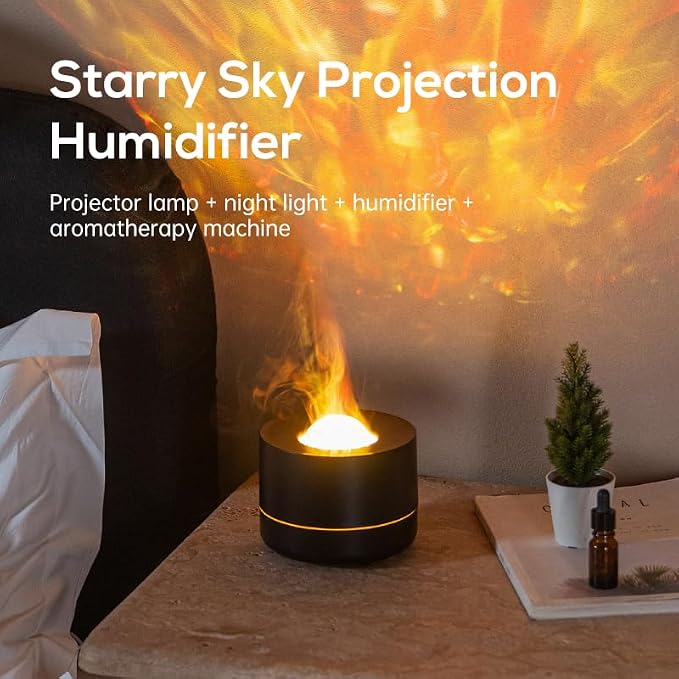 Star Sky Lamp Aromatherapy Diffuser, 200ml Essential Oil Diffuser with Rotating Projection, Cool Mist Humidifier for Bedroom with Auto Shut-off, Home Decor Gifts