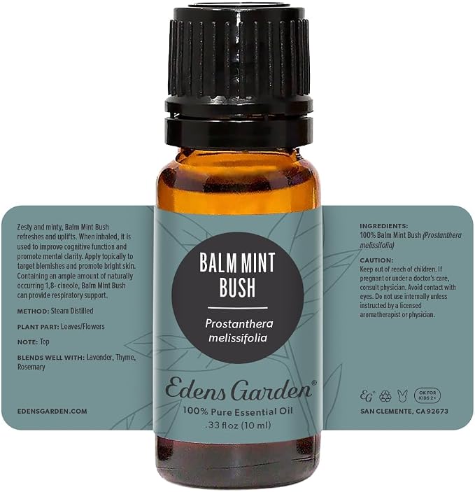 Edens Garden Balm Mint Bush Essential Oil- 100% Pure Premium Grade, Undiluted, Natural, Therapeutic, Aromatherapy, The Best for Diffuser, Skin, Laundry, Humidifiers 10 ml (.33 fl oz)