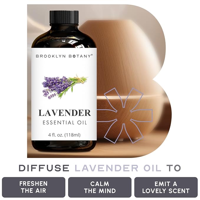 Brooklyn Botany Peppermint & Lavender Essential Oils – 4 Fl Oz (Pack of 2) – 100% Pure & Natural – Premium Grade Aromatherapy Oils – Stress & Focus Blend