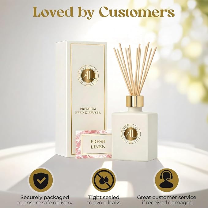 White Reed Diffusers for Home | Premium Fragrance Diffuser | White Diffuser Sticks in Oil Set with Fresh Linen Scent | Smell Good Stuff | Long-Lasting Oil for Bathroom & Office (5 oz)