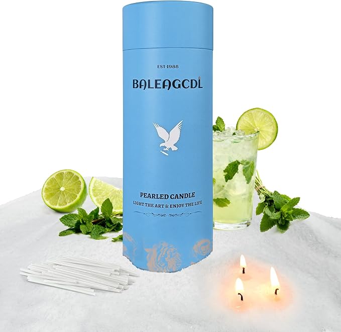 Copacabana Fizz Pearled Candle 18 Oz with 30 Wicks - Rio Cocktail Scented Sand Candles White Refillable Wax Lasts Up to 120 Hours Smooth and Clean Burning for Candle Making DIY