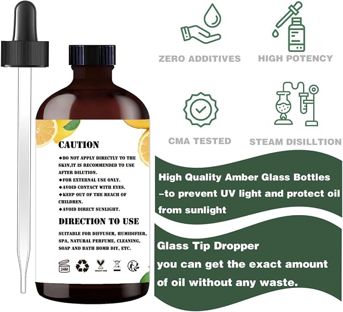 Essential Oil Set – 6 * 4 oz (120 ml) – Lavender, Peppermint, Lemon, Sweet Orange, Tea Tree, Eucalyptus – for Diffuser, Home Fragrance, Cleaning, Yoga, DIY Soap, Candles, Gift – GV77ZF