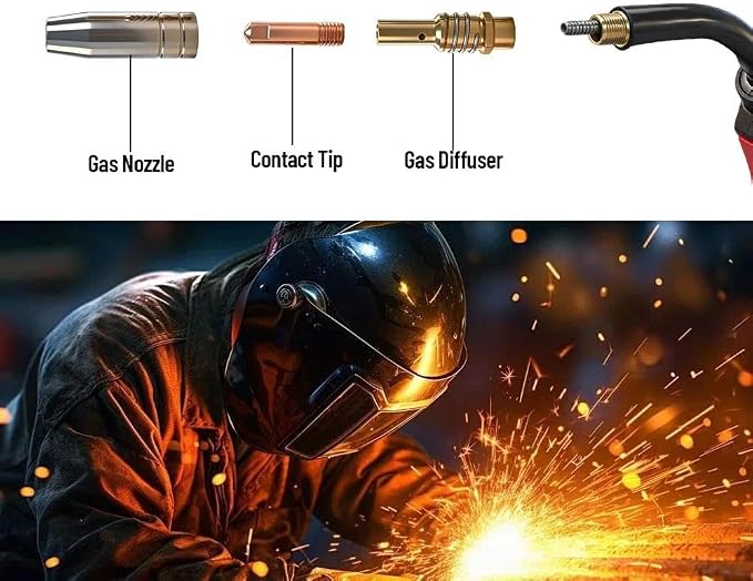 25-PK MIG Gun Consumables Kit fit Compatible with Vulcan OmniPro 220 MIGMax 140 215 63616 63617 Welder Gun (25-PK Kit, includes .023 tips)