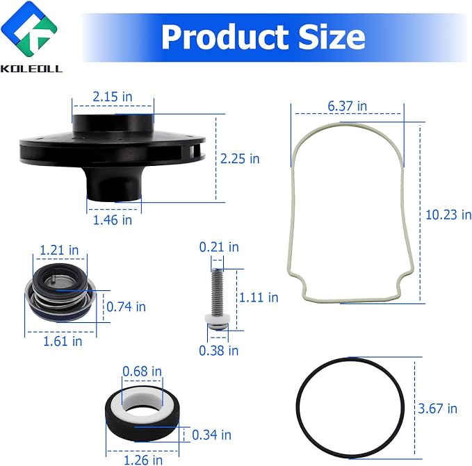 073130 Pump Impeller 2 HP with Impeller Repair Kit Fit for Pentair WhisperFlo WF-8 WFE-8 WFK-8 WFDS-8 WF-30 WFE-30 WFDS-30 1000 Series Pump