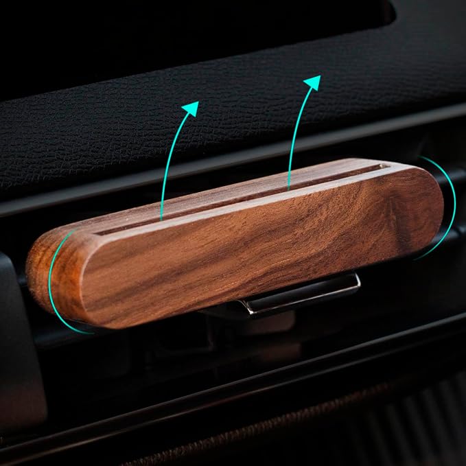 2-Pack Car Diffuser Vent Clip,Non-Electric Essential Oil Air Freshener, Refillable Walnut Wood Design, Interior Car Vent Diffuser Clips, Automotive Decoration Accessories (No Essential Oils)