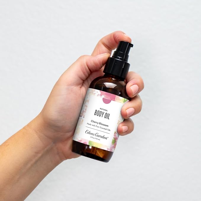 Edens Garden Cherry Blossom Body Oil – Bath, Body & Massage Oil with Pure Essential Oils & Vitamin E, Moisturizing Floral Aromatherapy for Skincare, 4 fl oz (118 ml)