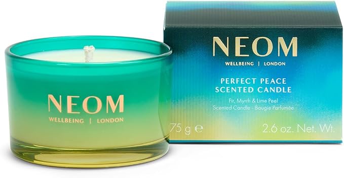 NEOM Perfect Peace Travel Size Candle | Myrrh, Fir & Lime Peel I Pure Essential Oils I 100% Naturally derived Wax I Hand Finished I Relieve Tension