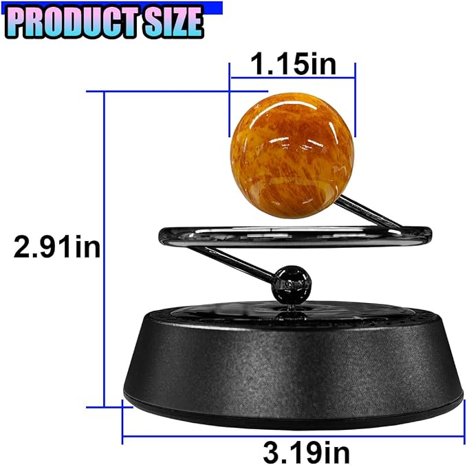 Solar Car Air Diffuser, Alloy Planet Rotating Aromatherapy Diffuser, Funny Car Dashboard Ornament, Vehicle Interior Decoration Accessories for Men, Women(Black)