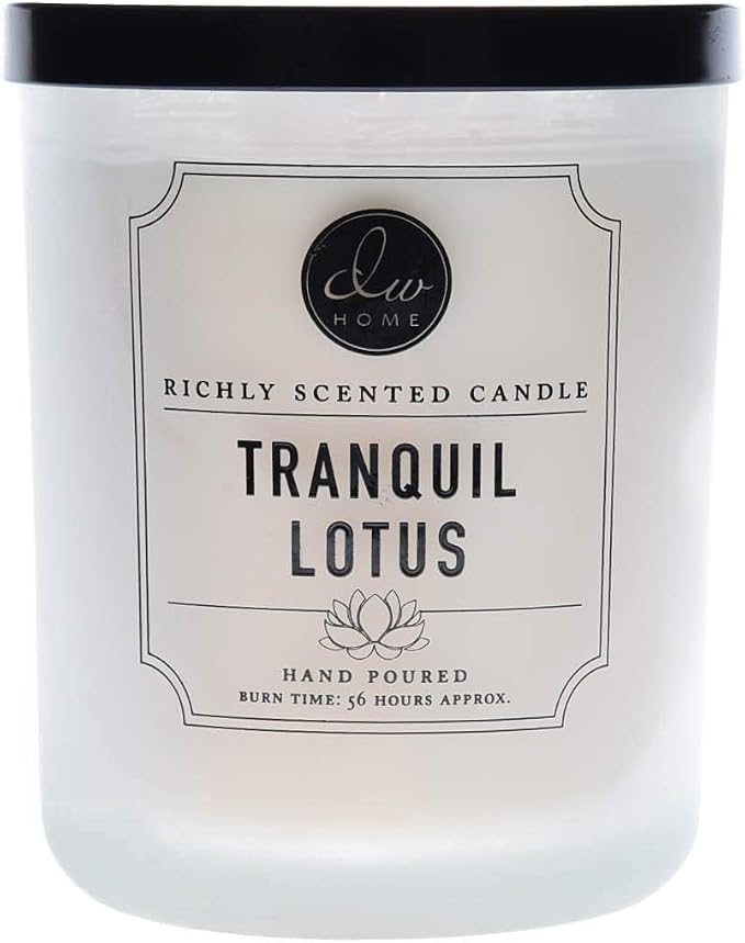 DW Home Tranquil Lotus Scented Candle for Home, 15 oz, Large Double Wick Candle Jar, Up to 56H Burn Time, Luxury Scented Candle for Relaxation, Gifting, Home Décor