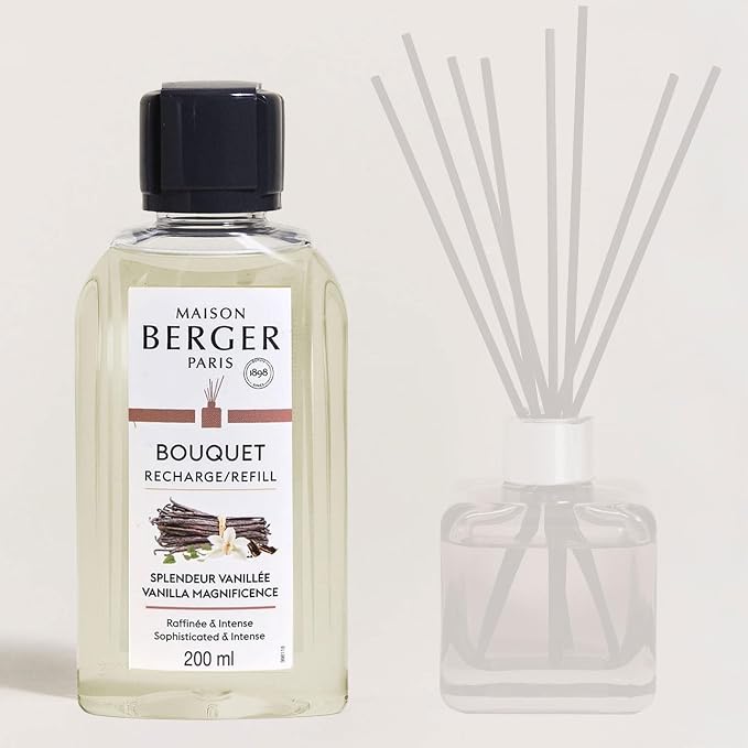 MAISON BERGER Reed Diffuser Refill, 200 ml, Vanilla Magnificence | Fragrance Refill for Reed and Ceramic Diffusers, Passive Diffusion, ~6 Weeks, No Flame or Electricity, Made in France