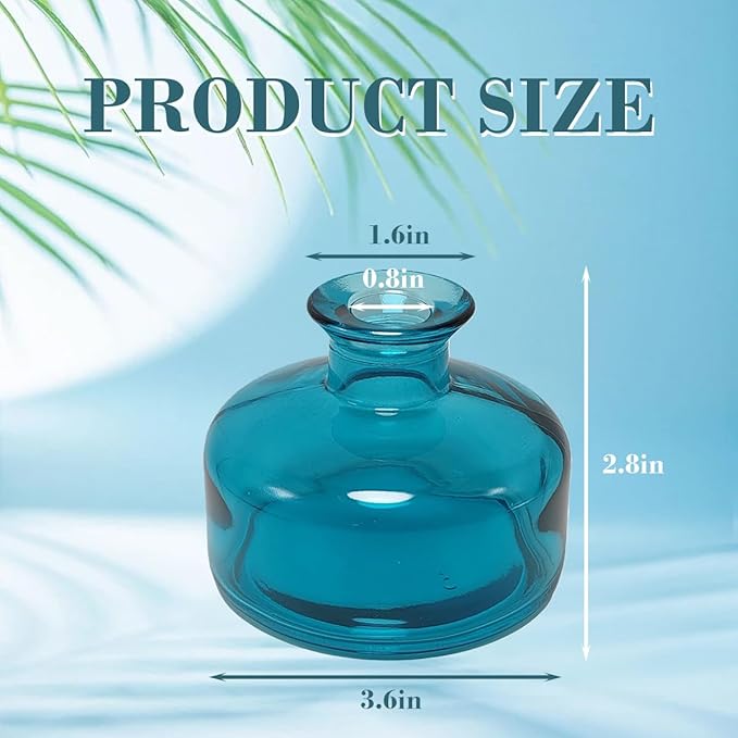 1 Pack Blue Glass Reed Diffuser Bottle, 200ml Rounded Belly Aromatherapy Diffuser Jar, Empty Essential Oil Fragrance Bottle for DIY Replacement Reed Sticks Home Office Decor