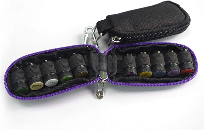 Purple (without bottle) Portable Small Essential Oils Keychain Pouch Kit for 5/10/15ml Carrying Travel Bag for Oil Bottles Travel Cases