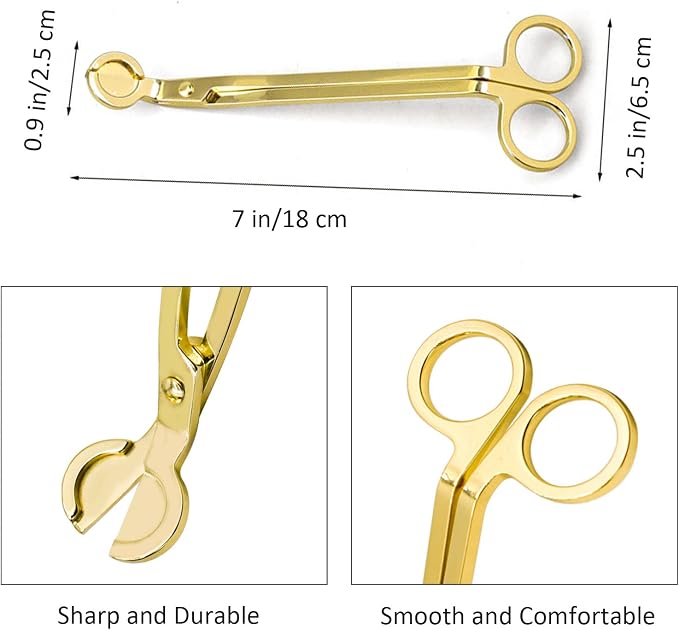 Candle Wick Trimmer, Stainless Steel Wick Clipper Cutter Scissor, Antique Candle Accessory Gift for Candles Lovers (Gold)