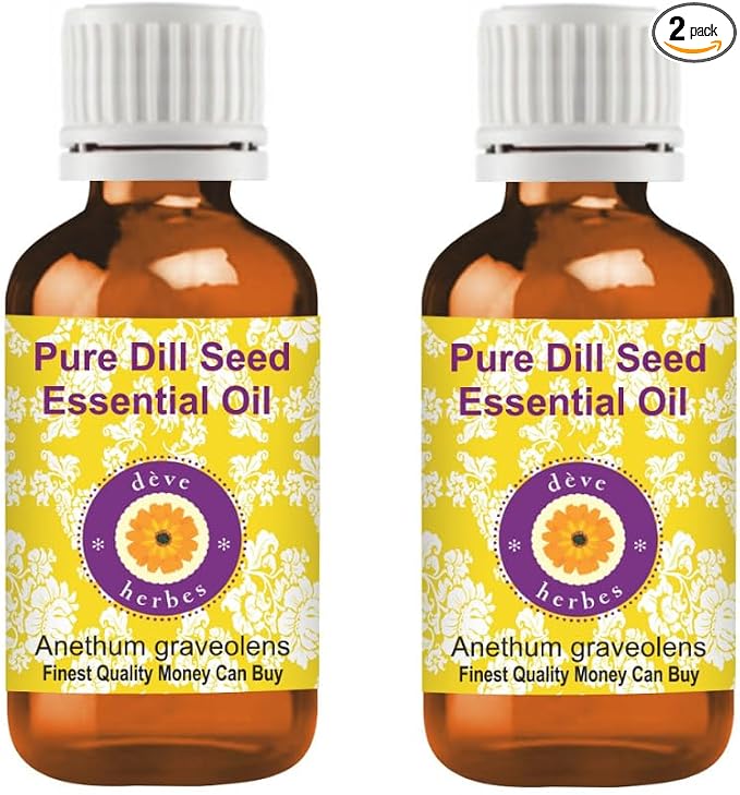 dève herbes Dill Seed Essential Oil (Anethum graveolens) Pure | Non-Sticky | Non-Greasy | Lightweight | Men & Women | All Skin Types | Steam Distilled 30ml X 2 (2 oz)
