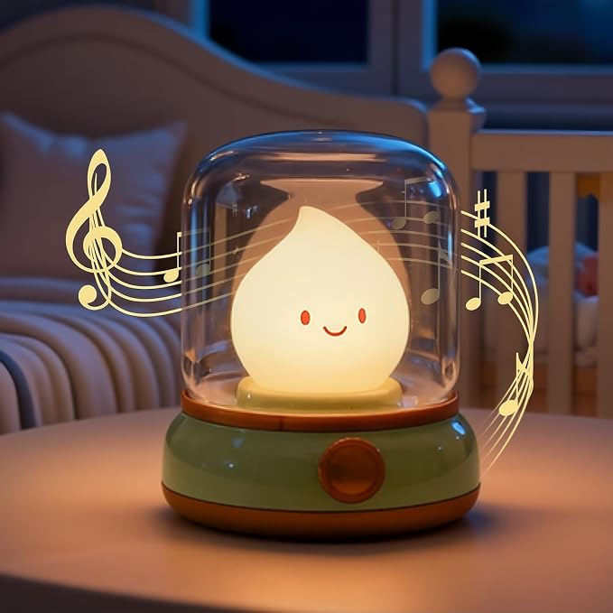 WANIDEA Chibi Flame Lamp, Sleep White Noise Machine Night Light,Waterproof Shower Lamp5 White Noise with 4 Level Volume Adjustment, Rechargeable Lamp,Decor,Gift for Girls