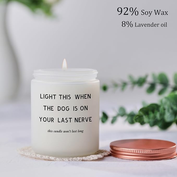 Funny Dog Mom Gifts for Women - Birthday Christmas Anniversary Mothers Day Gifts for Best Friend Girlfriend Sisters Coworker Dog Lovers - House Warming Gift Basket Idea Lavender Candle Present