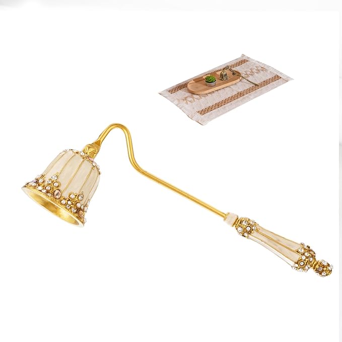 Handmade Enamel Candle Snuffer Metal Candle Extinguisher,Vintage Decorative Candle Wick Flame Extinguish Cover Tool,Candle Accessory Gift (Beige)
