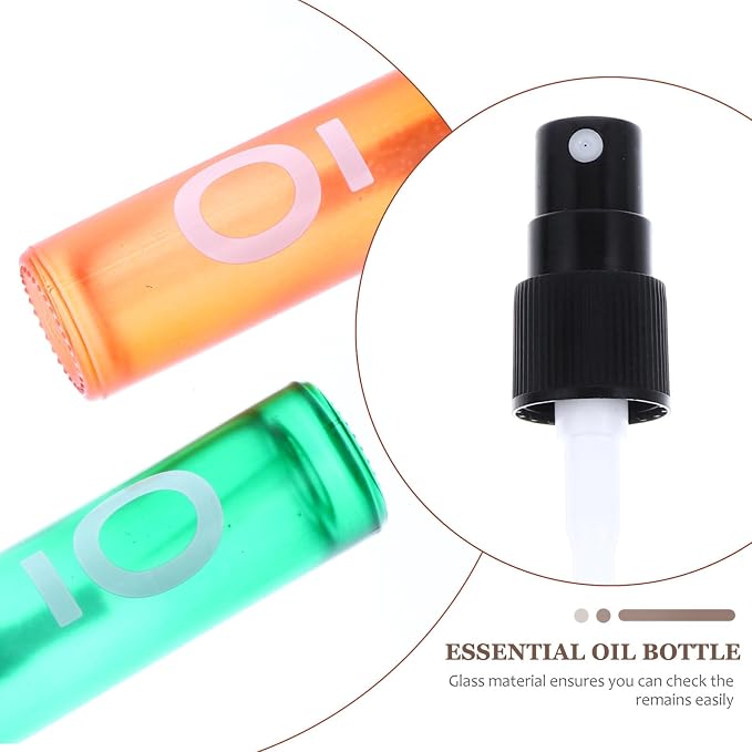 8pcs 10ml Glass Roller Bottles with Caps Mini Essential Oil Perfume Bottle Kit Refillable Portable for Aromatherapy and