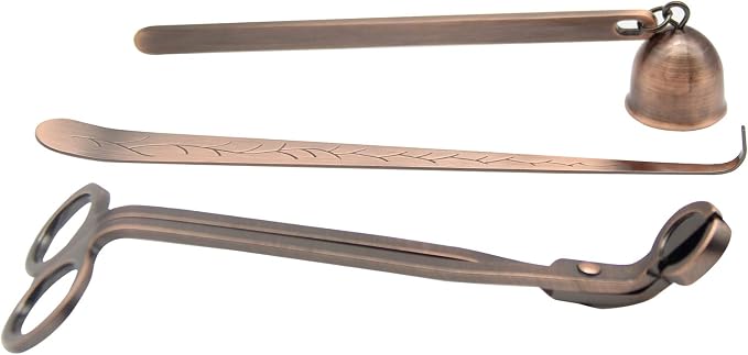 3 in 1 Candle Wick Trimmer Set, Red Copper, Includes Candle Snuffer, Trimmer, Dipper, Long Handle for Candle Lovers