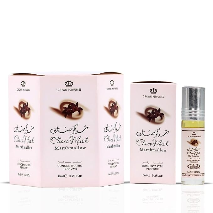 Al-Rehab Choco Musk Marshmallow Perfume Oil Roll-On - 6ml (0.2 oz) | Gourmand Fragrance with Strawberry, Marshmallow & Cocoa | Sweet, Fluffy & Addictive | Arabian Dessert Scent (Box of 6)