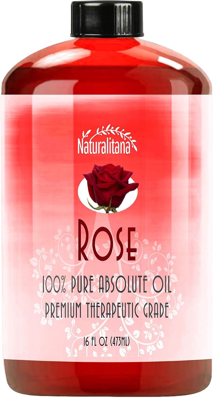 Naturalitana 16oz Rose Essential Oil for Aromatherapy, Diffuser, Soap, Bath Bombs, Candle & Soap Making