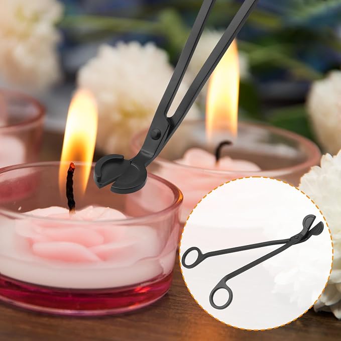 8 PCS 7 Inch Black Candle Wick Trimmer, Stainless Steel Wick Cutter for Candles, Cut Spent Wicks, Allow Cleaner Burn and Prevent Soot Buildup, Wick Clipper Scissor Candle Tool