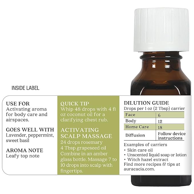 Aura Cacia 100% Pure Essential Oils - Rosemary - 0.5 oz